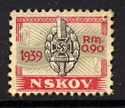 Nazi Party Dues  Stamp; 1939 "NSKOV"  .90 Reich Marks